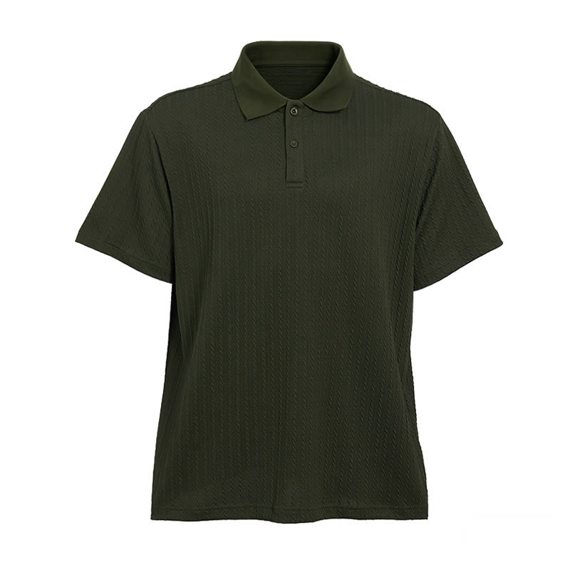 Atmungsaktives, strukturiertes Strick-Poloshirt für Herren mit lockerer Passform - image 14