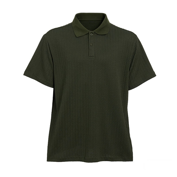 Atmungsaktives, strukturiertes Strick-Poloshirt für Herren mit lockerer Passform - image 14