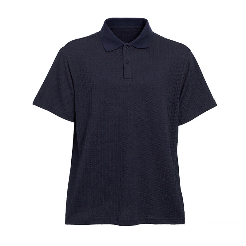 Atmungsaktives, strukturiertes Strick-Poloshirt für Herren mit lockerer Passform - image 20