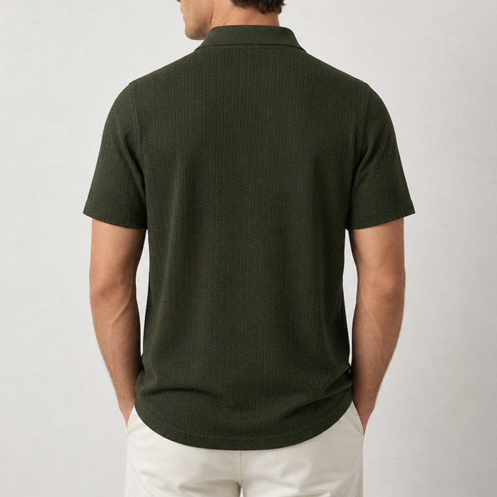 Atmungsaktives, strukturiertes Strick-Poloshirt für Herren mit lockerer Passform - image 3