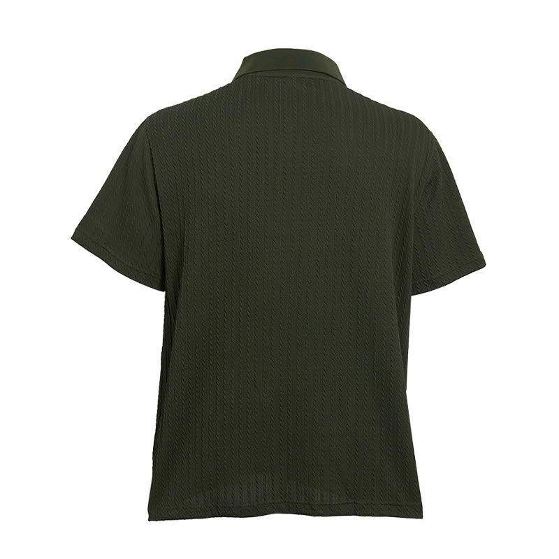 Atmungsaktives, strukturiertes Strick-Poloshirt für Herren mit lockerer Passform - image 15