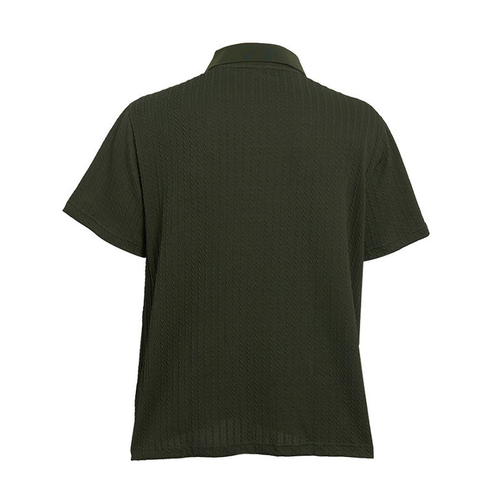 Atmungsaktives, strukturiertes Strick-Poloshirt für Herren mit lockerer Passform - image 15