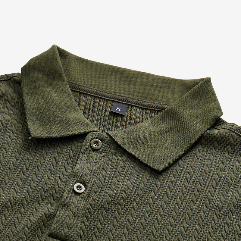 Atmungsaktives, strukturiertes Strick-Poloshirt für Herren mit lockerer Passform - image 10