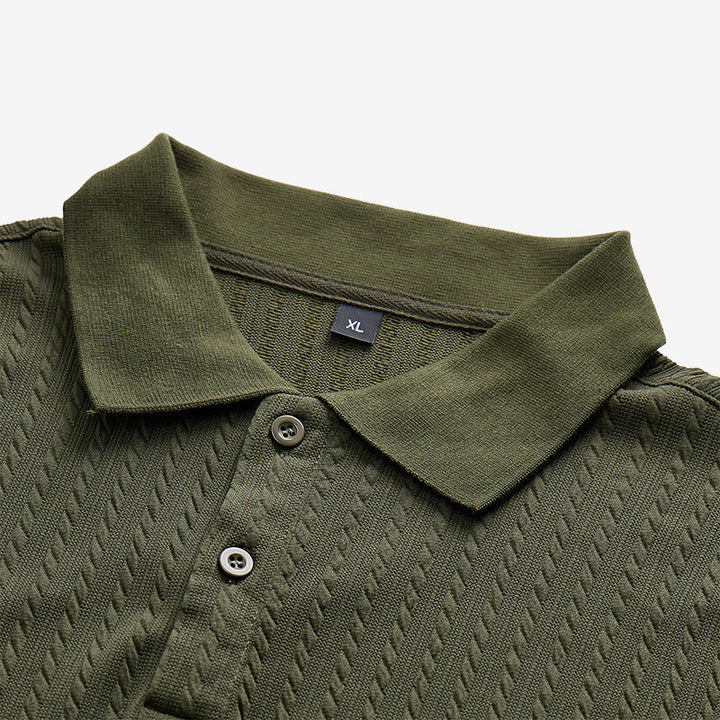 Atmungsaktives, strukturiertes Strick-Poloshirt für Herren mit lockerer Passform - image 10