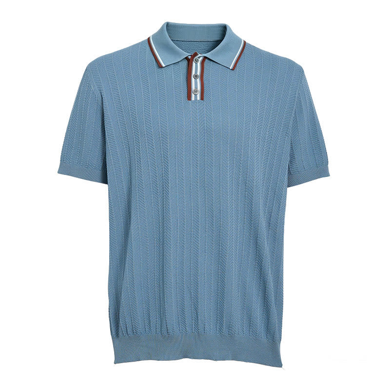 Herren-Poloshirt mit kontrastfarbenem Kragen und kurzen Ärmeln - image 9