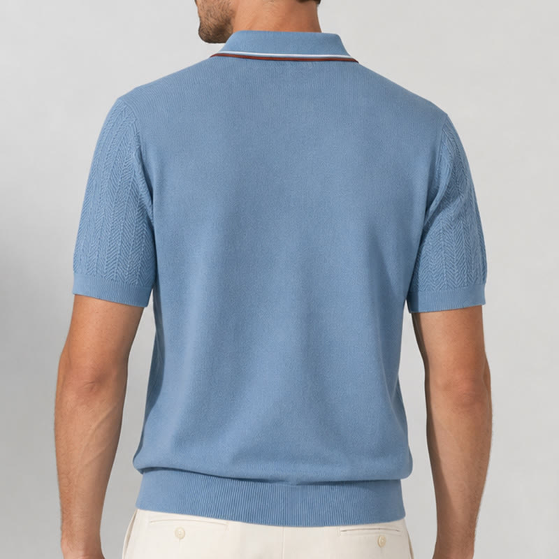 Herren-Poloshirt mit kontrastfarbenem Kragen und kurzen Ärmeln - image 3