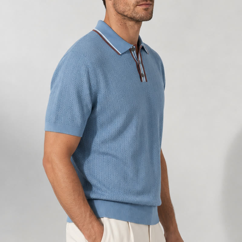 Herren-Poloshirt mit kontrastfarbenem Kragen und kurzen Ärmeln - image 2