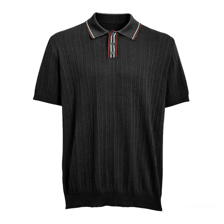 Herren-Poloshirt mit kontrastfarbenem Kragen und kurzen Ärmeln - image 12