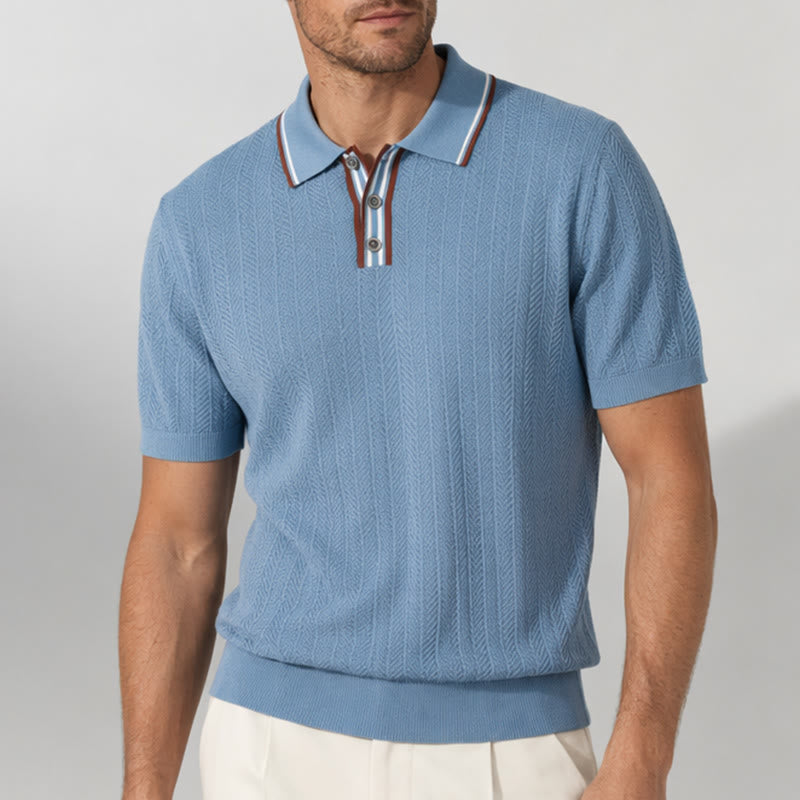 Herren-Poloshirt mit kontrastfarbenem Kragen und kurzen Ärmeln - image 1