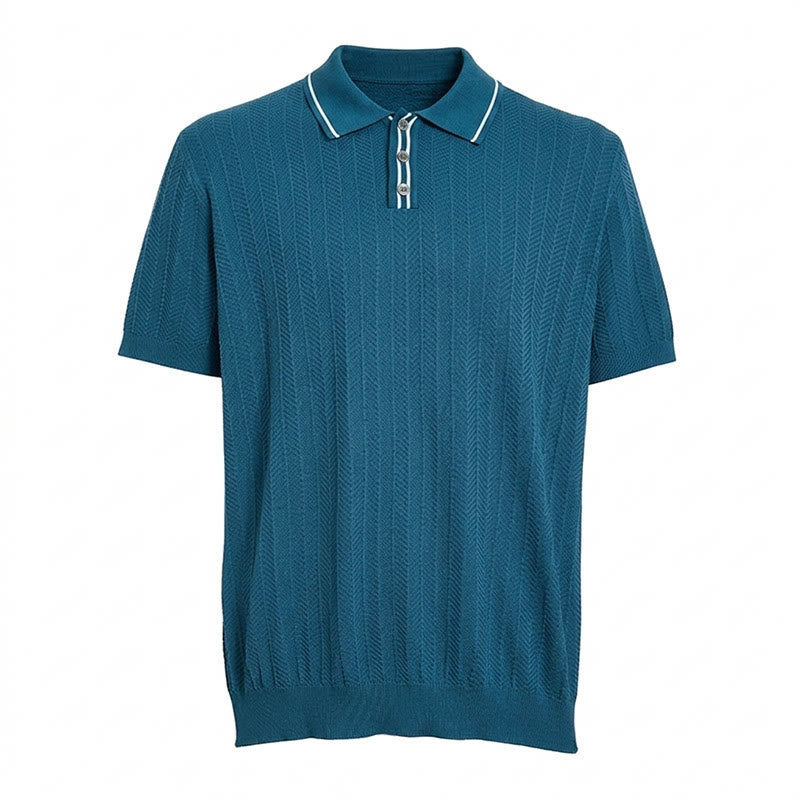 Herren-Poloshirt mit kontrastfarbenem Kragen und kurzen Ärmeln - image 11
