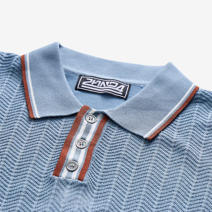 Herren-Poloshirt mit kontrastfarbenem Kragen und kurzen Ärmeln - image 6