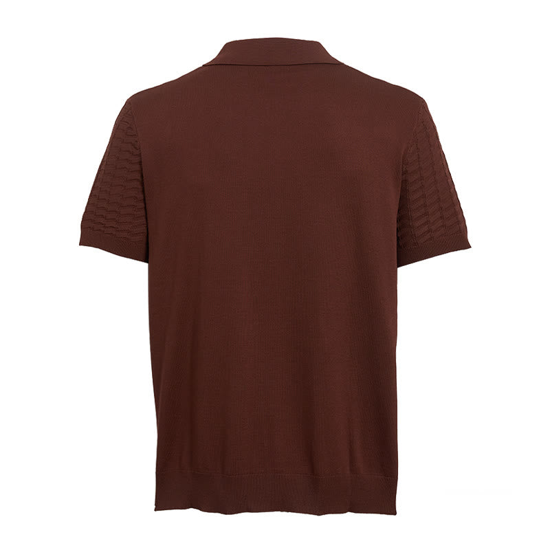 Poloshirt für Herren mit Waffelstrick, halbem Reißverschluss und kurzen Ärmeln - image 11