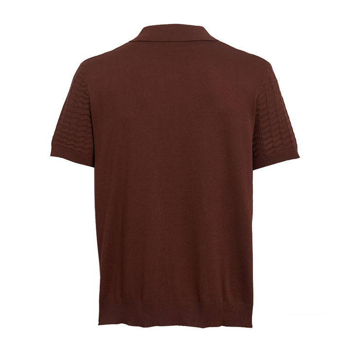 Poloshirt für Herren mit Waffelstrick, halbem Reißverschluss und kurzen Ärmeln - image 11