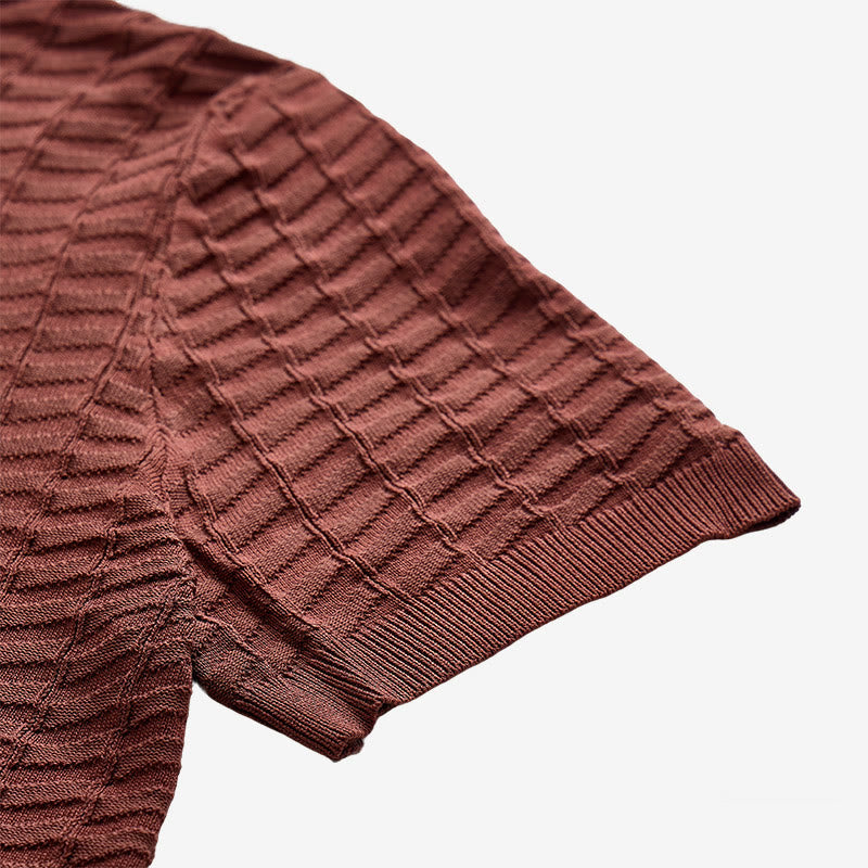 Poloshirt für Herren mit Waffelstrick, halbem Reißverschluss und kurzen Ärmeln - image 9