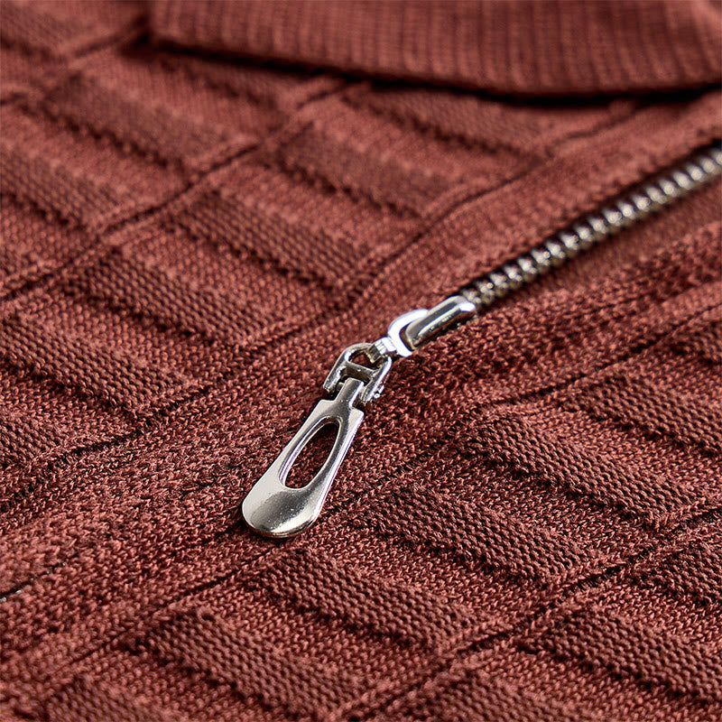 Poloshirt für Herren mit Waffelstrick, halbem Reißverschluss und kurzen Ärmeln - image 7