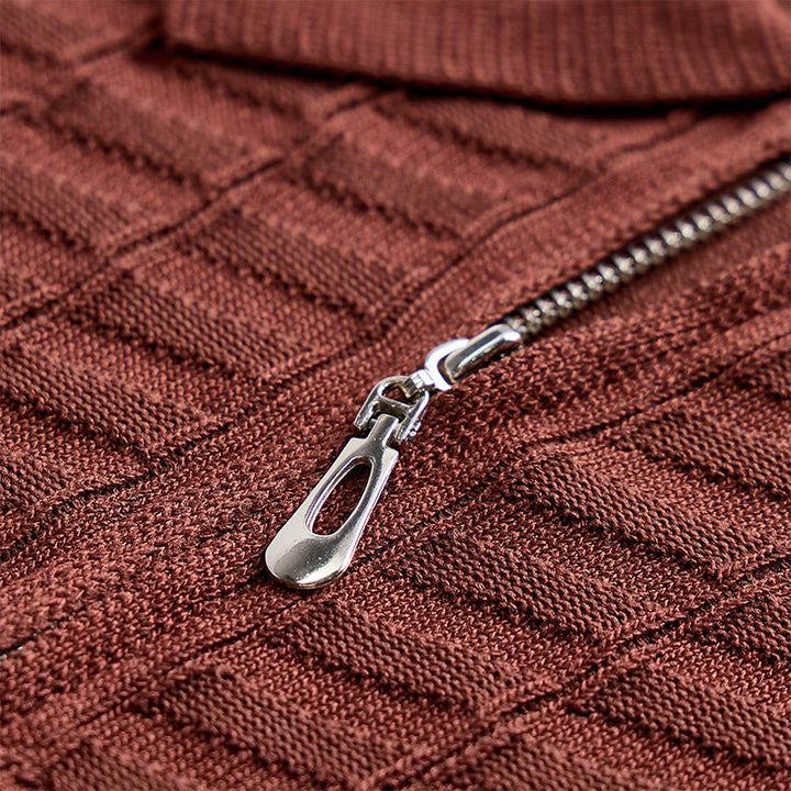 Poloshirt für Herren mit Waffelstrick, halbem Reißverschluss und kurzen Ärmeln - image 7
