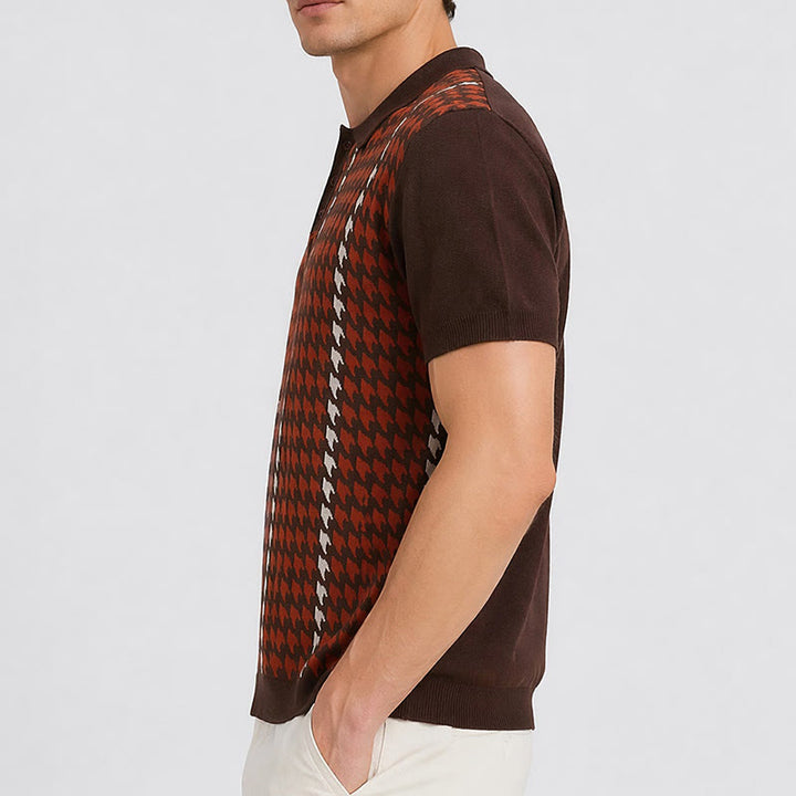 Poloshirt mit Hahnentrittmuster für Herren, kurzärmelig - image 2