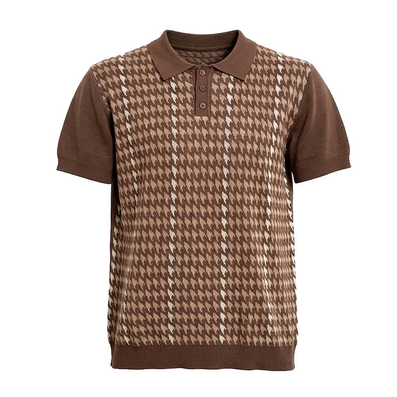 Poloshirt mit Hahnentrittmuster für Herren, kurzärmelig - image 12