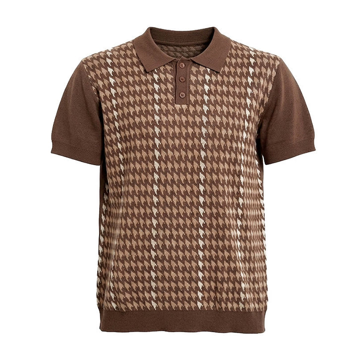 Poloshirt mit Hahnentrittmuster für Herren, kurzärmelig - image 12