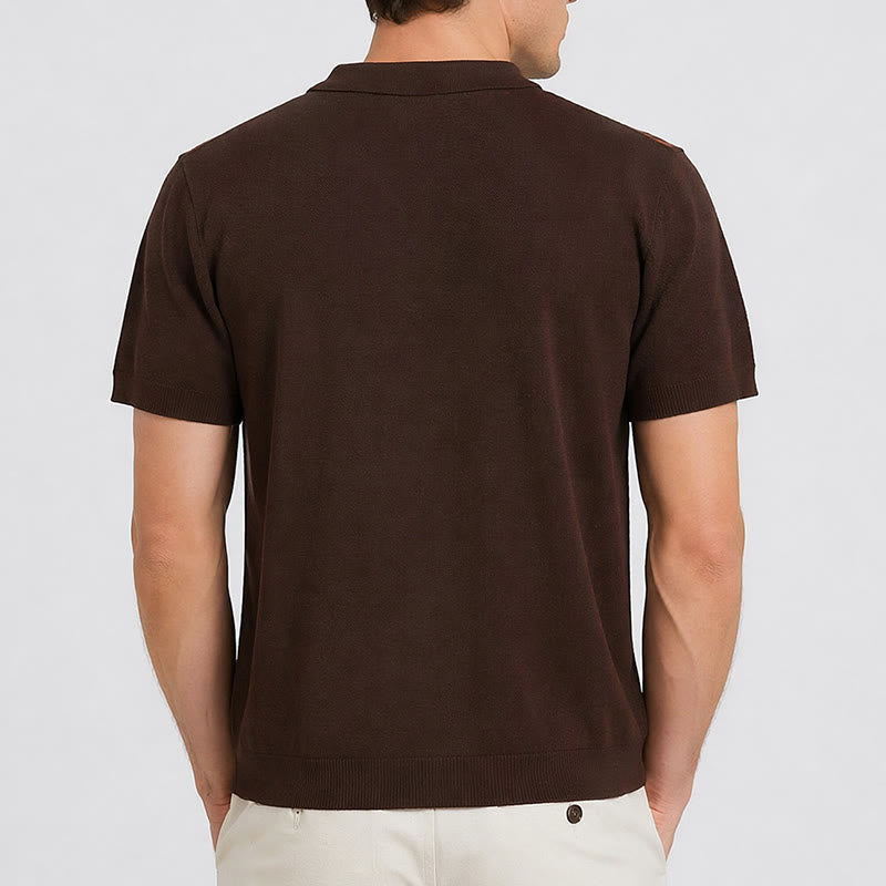Poloshirt mit Hahnentrittmuster für Herren, kurzärmelig - image 3