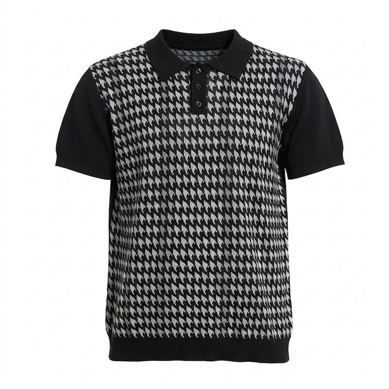 Poloshirt mit Hahnentrittmuster für Herren, kurzärmelig - image 13