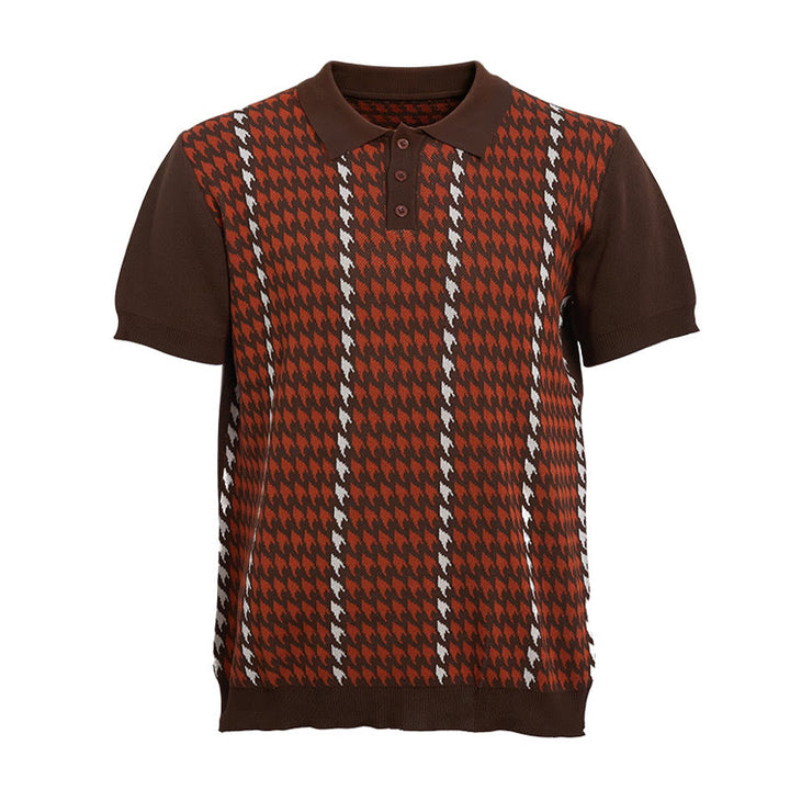 Poloshirt mit Hahnentrittmuster für Herren, kurzärmelig - image 10