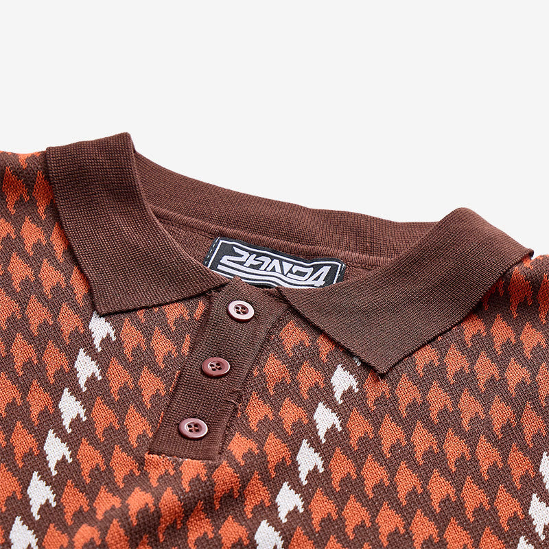 Poloshirt mit Hahnentrittmuster für Herren, kurzärmelig - image 6
