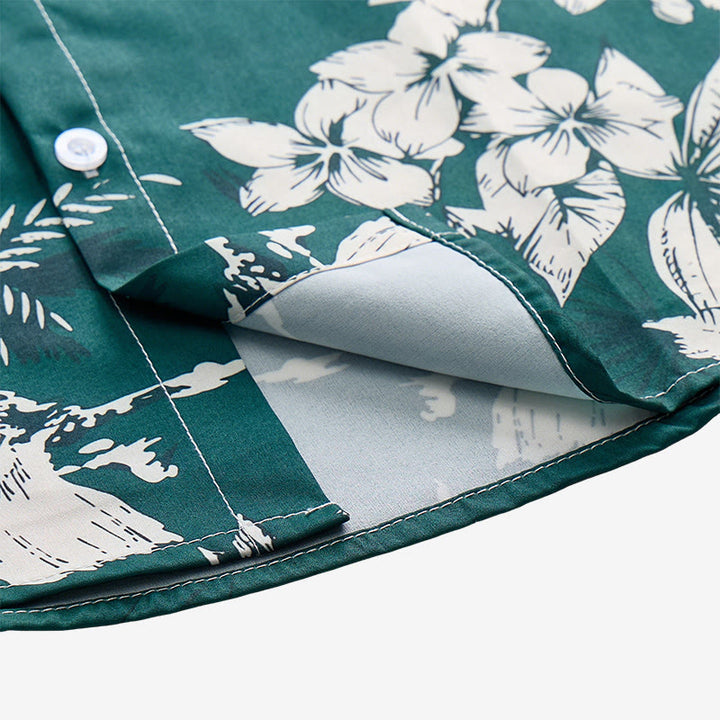 Herren-Urlaubshemd mit hawaiianischem Blumenmuster, kurzen Ärmeln und Knopfleiste - image 7
