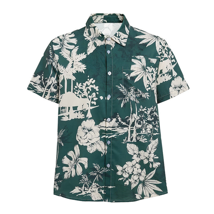 Herren-Urlaubshemd mit hawaiianischem Blumenmuster, kurzen Ärmeln und Knopfleiste - image 9