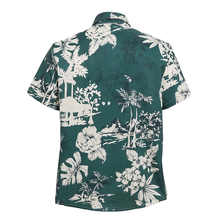 Herren-Urlaubshemd mit hawaiianischem Blumenmuster, kurzen Ärmeln und Knopfleiste - image 10