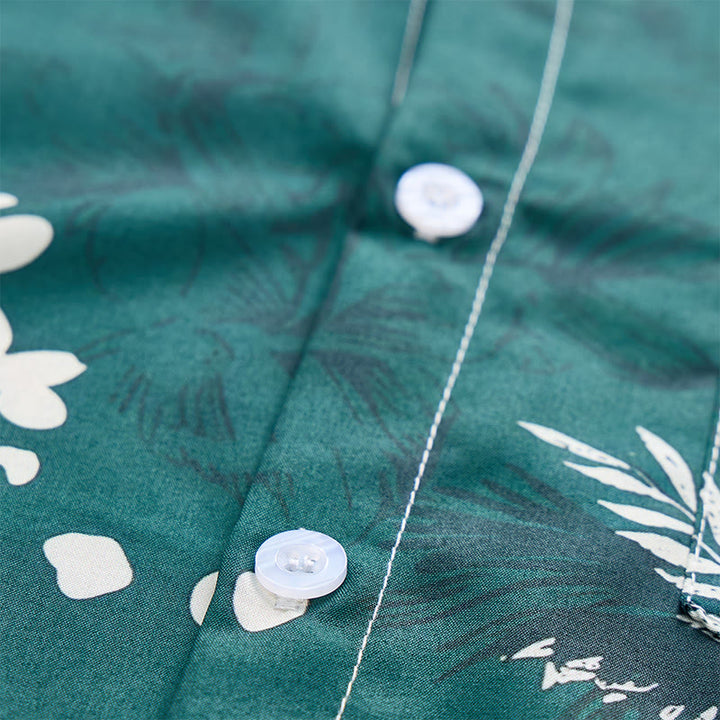 Herren-Urlaubshemd mit hawaiianischem Blumenmuster, kurzen Ärmeln und Knopfleiste - image 5