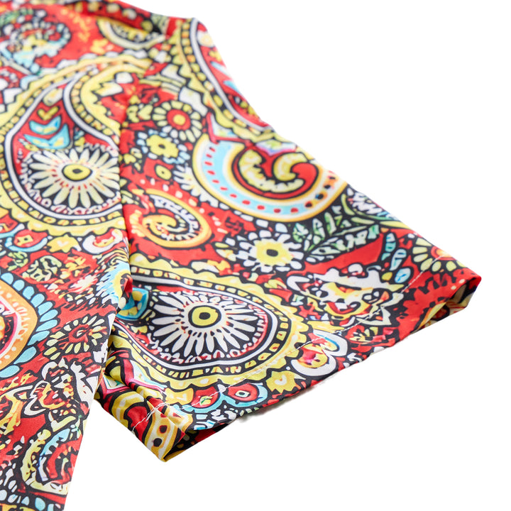 Kurzarm-Camp-Shirt mit auffälligem rotem Paisley-Muster - image 6