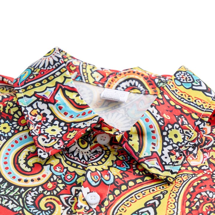 Kurzarm-Camp-Shirt mit auffälligem rotem Paisley-Muster - image 4