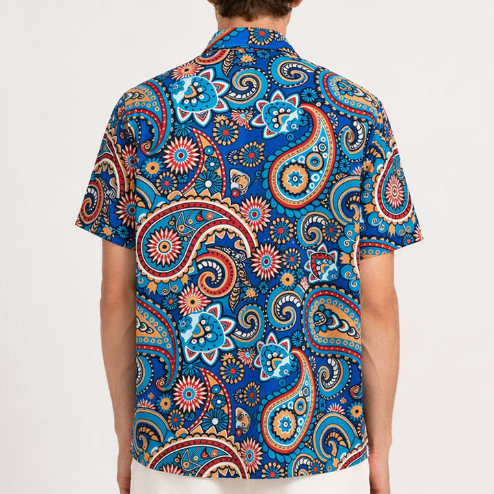 Türkisfarbenes Urlaubshemd im Boho-Stil mit Paisley-Muster - image 3