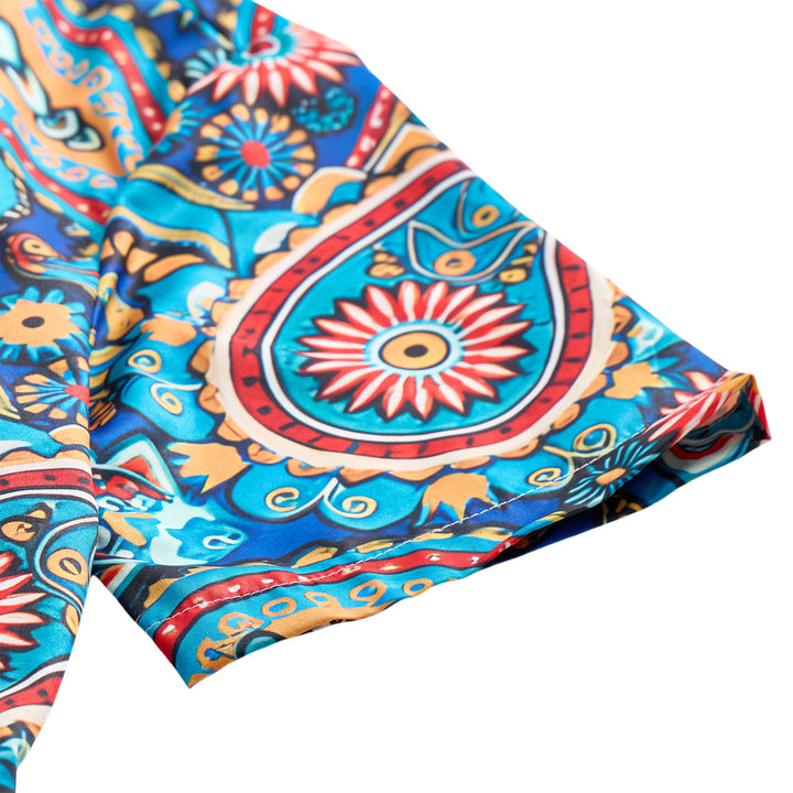 Türkisfarbenes Urlaubshemd im Boho-Stil mit Paisley-Muster - image 7