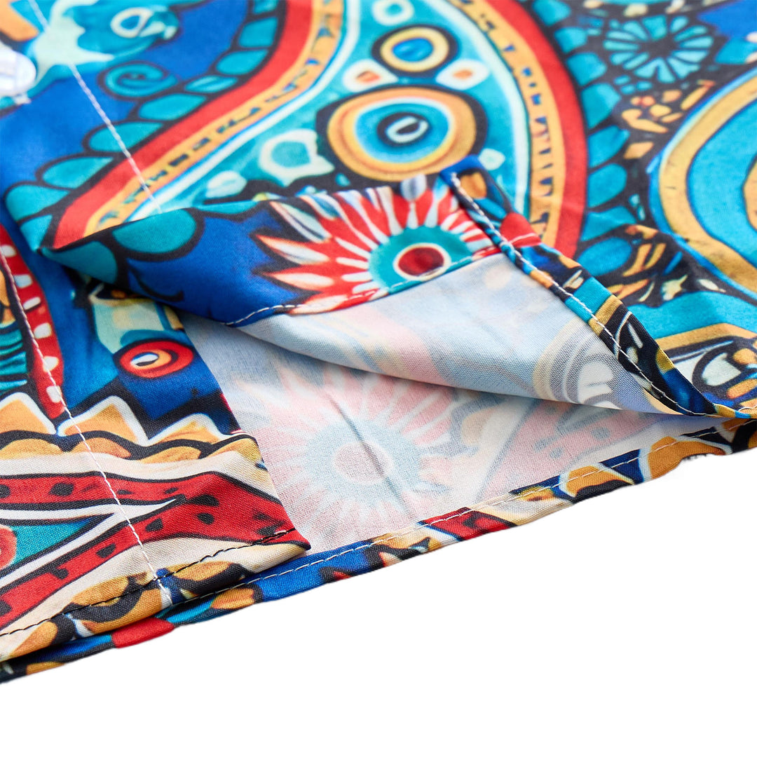 Türkisfarbenes Urlaubshemd im Boho-Stil mit Paisley-Muster - image 6