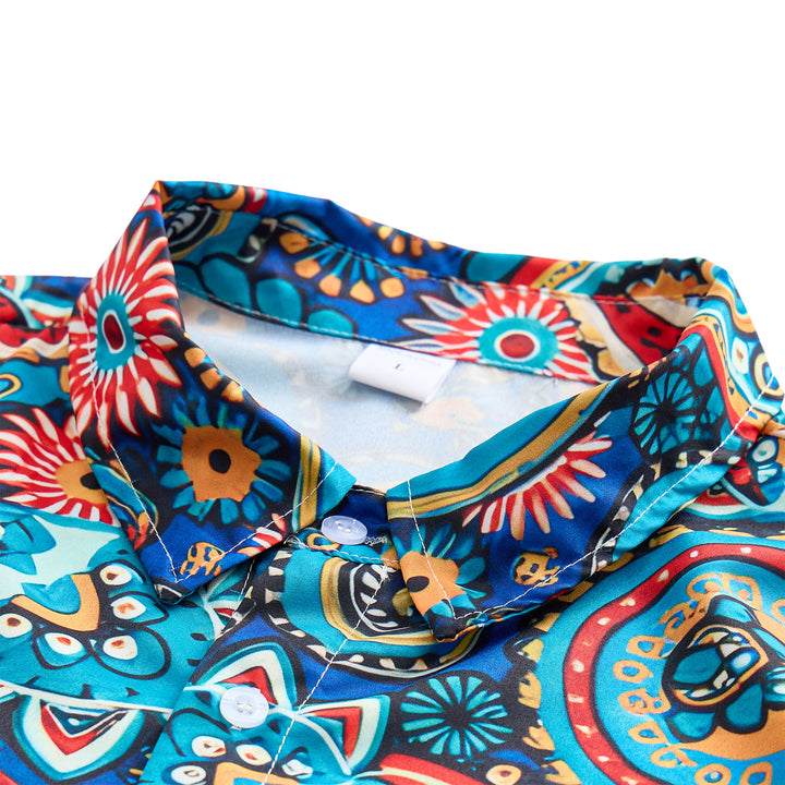 Türkisfarbenes Urlaubshemd im Boho-Stil mit Paisley-Muster - image 4