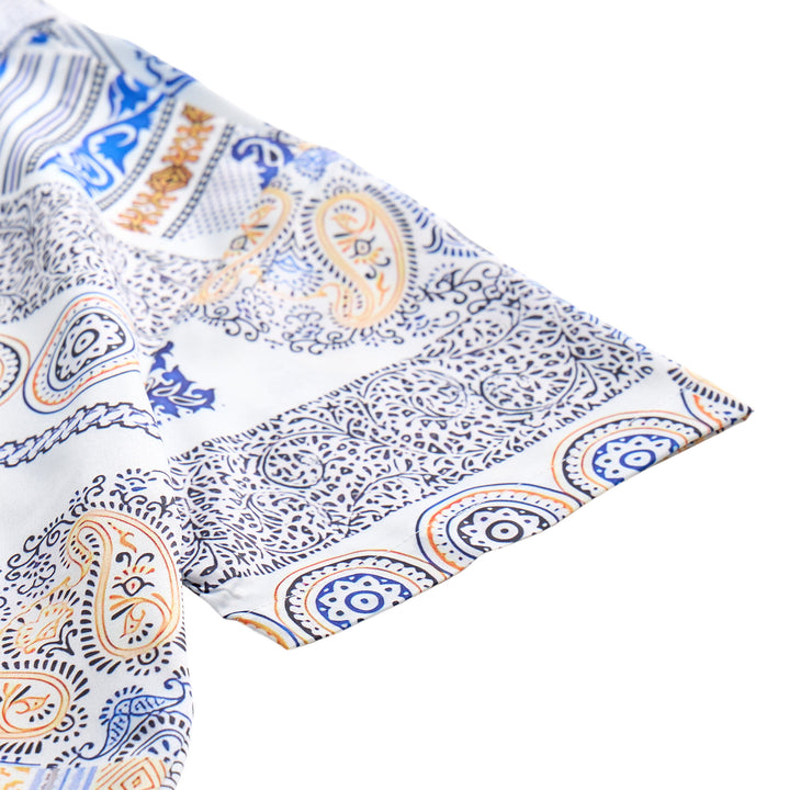 Hemd mit blauem und orangefarbenem Paisley- und geometrischem Patchwork-Print - image 7