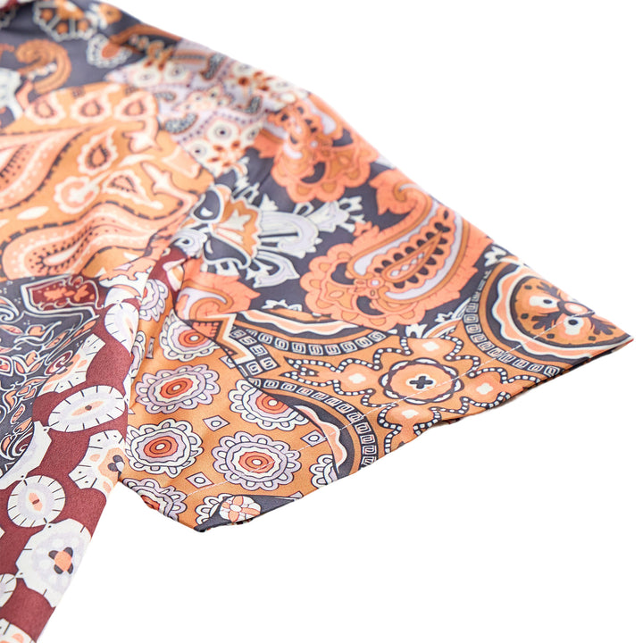 Dunkelbraunes Freizeithemd mit Patchwork-Paisley-Muster - image 8