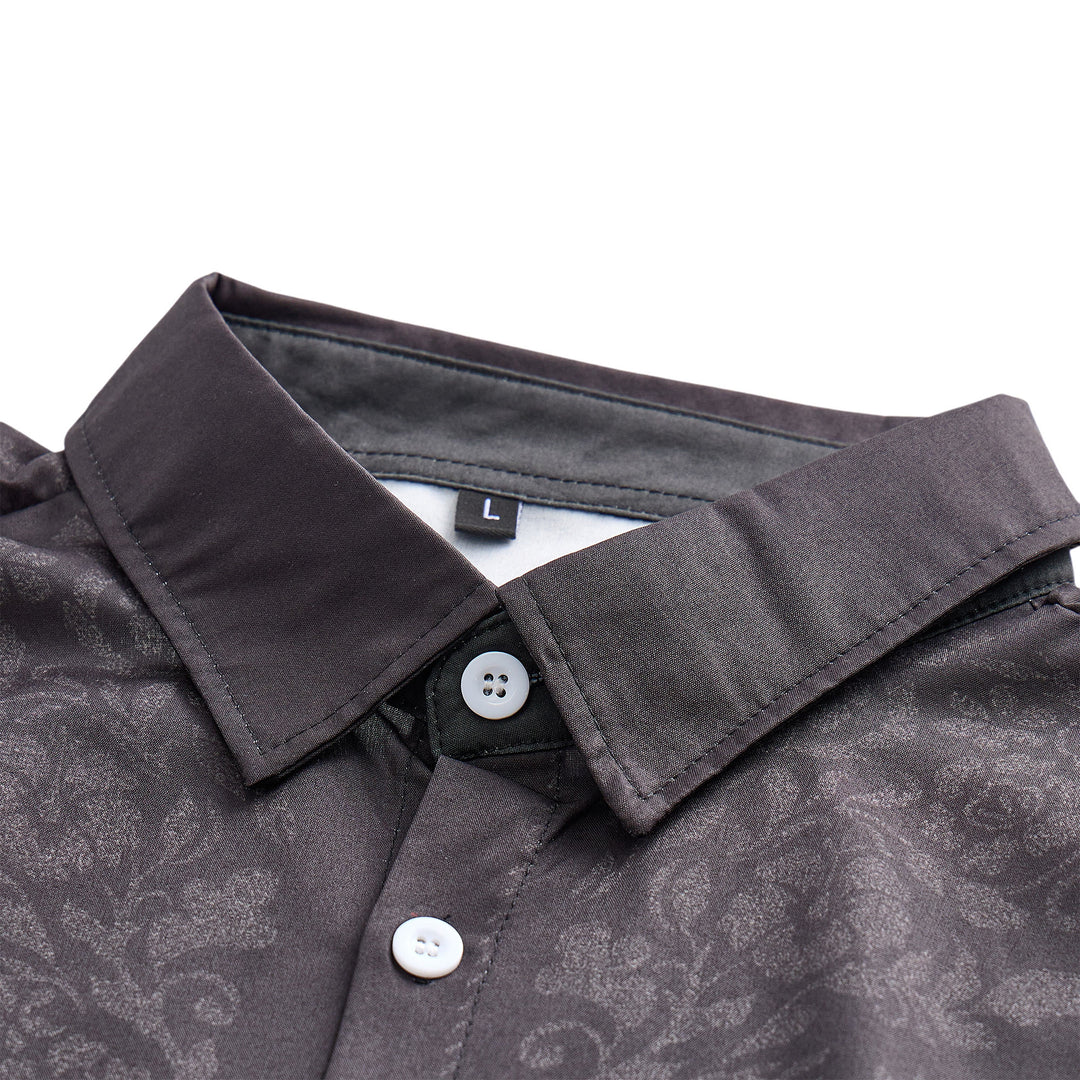 Schwarzes Herrenhemd im Westernstil mit Blumenmuster und Passe - image 4