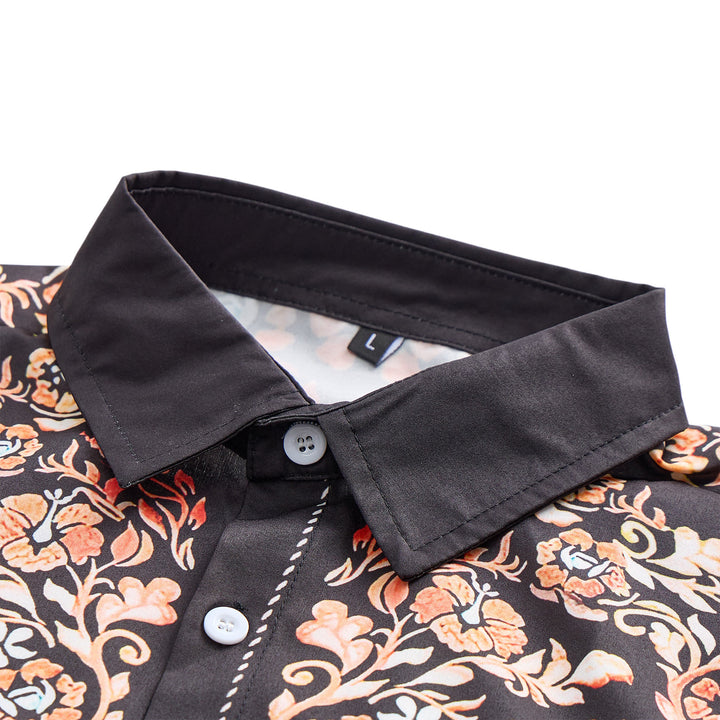 Herrenhemd im Rodeo-Stil mit schwarzem und rotem Blumenmuster - image 4