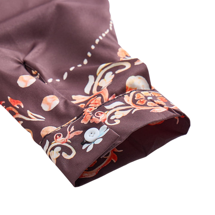 Herren-Hemd im Western-Stil mit braunem Blumenmuster und Passe - image 7