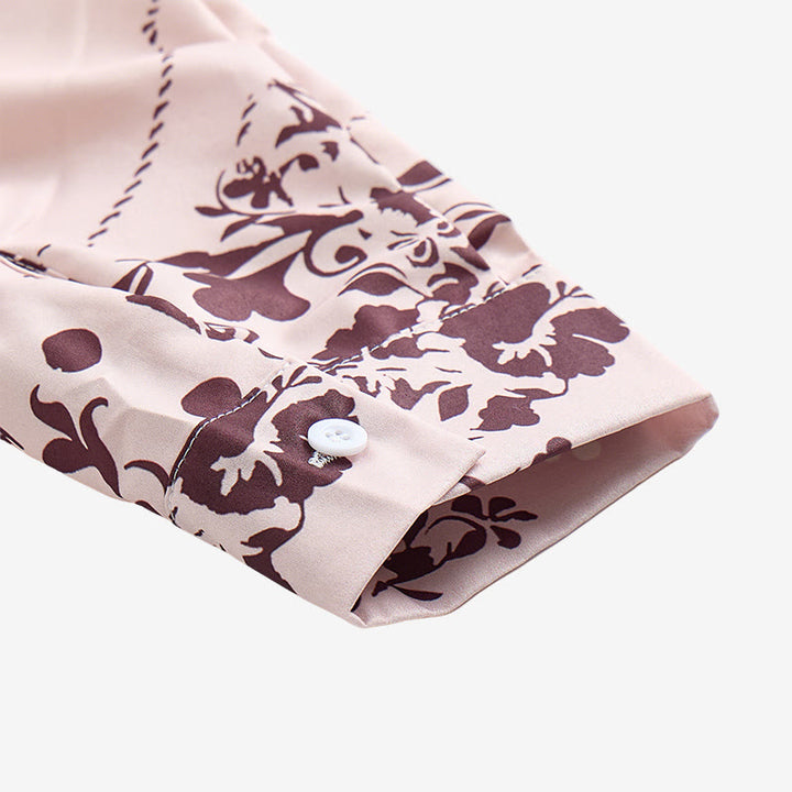 Beige-braunes Herrenhemd im Landhausstil mit Blumenmuster - image 8