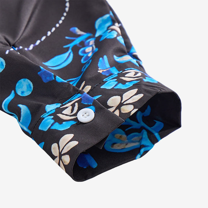 Herren-Westernhemd mit schwarzem und blauem Blumenmuster - image 7