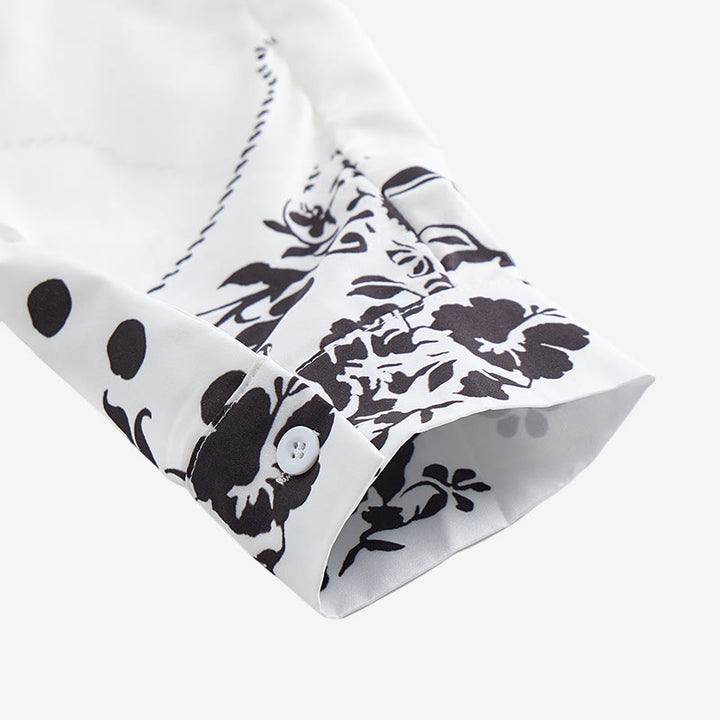Elegantes Herrenhemd im Western-Stil mit weißem und schwarzem Blumenmuster - image 7