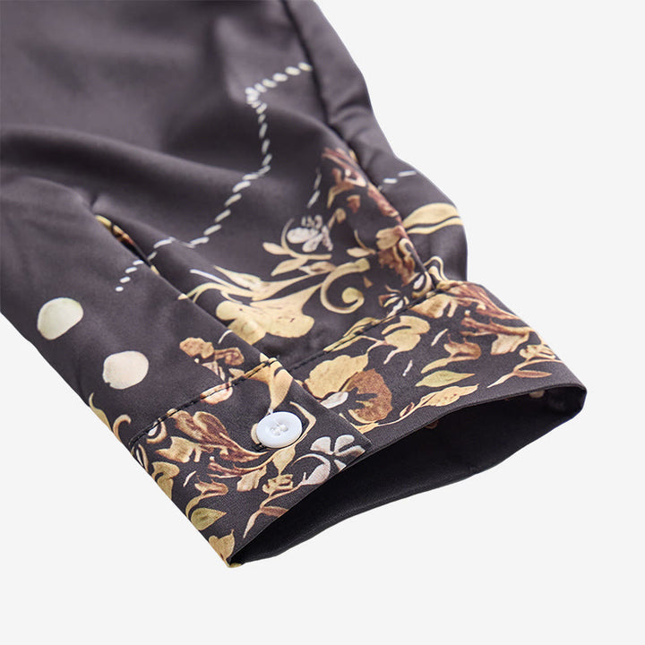 Herrenhemd im Rodeo-Stil mit schwarzem und goldenem Blumenmuster - image 6