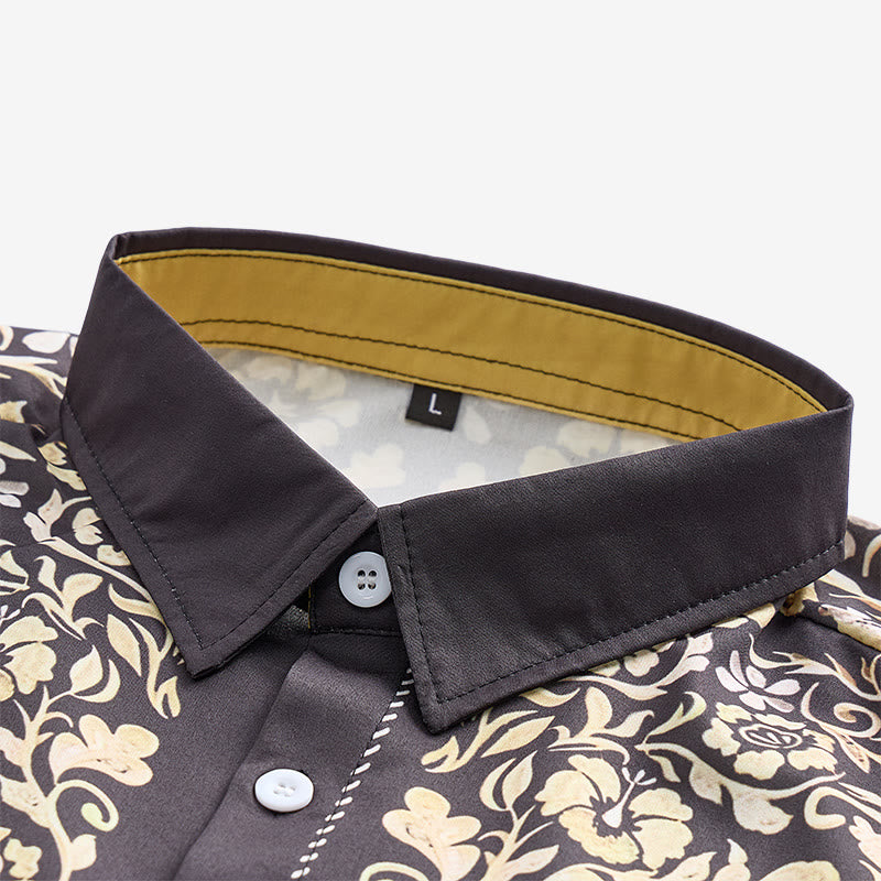 Herrenhemd im Rodeo-Stil mit schwarzem und goldenem Blumenmuster - image 4