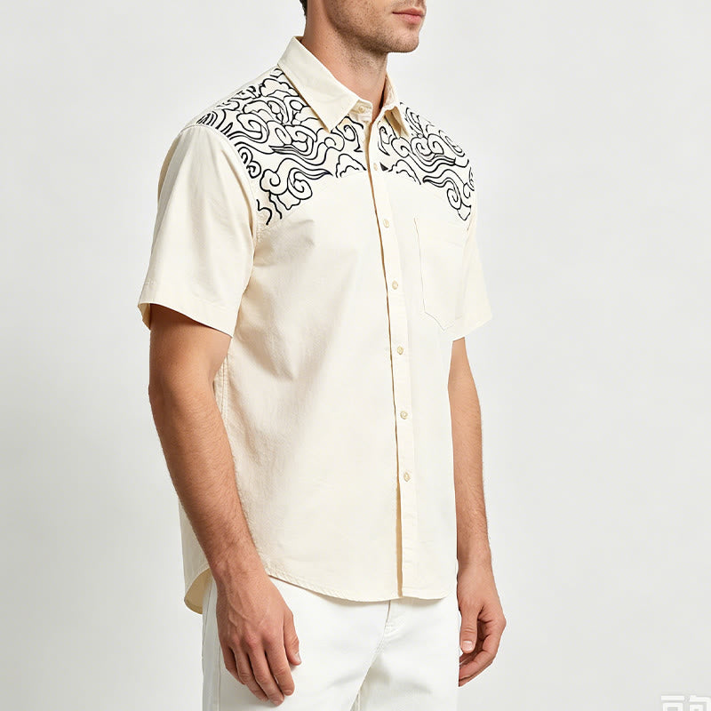 Streetwear Kurzarmhemd mit Wolkenstickerei - image 3