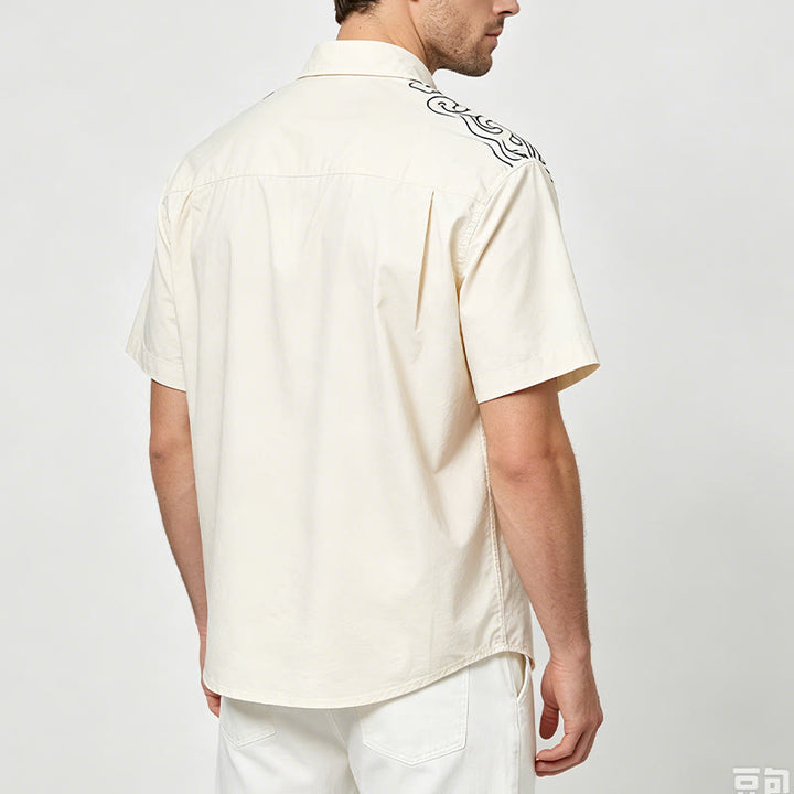 Streetwear Kurzarmhemd mit Wolkenstickerei - image 4