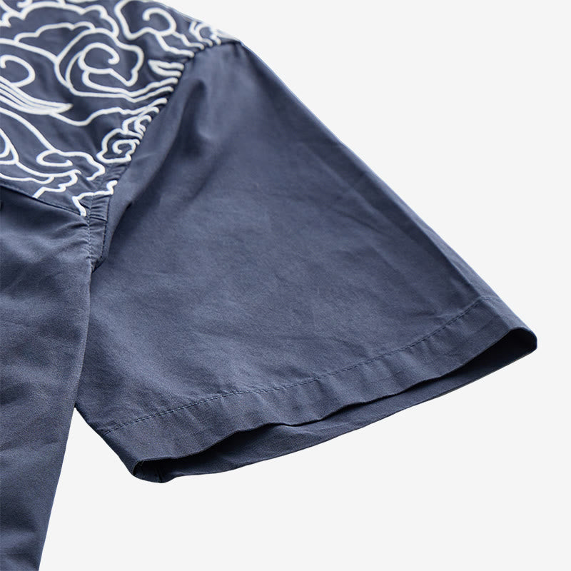 Streetwear Kurzarmhemd mit Wolkenstickerei - image 9